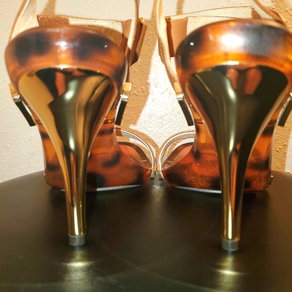 Michael Kors Marble Leather Heels Sandals 7 - Picture 3 of 16